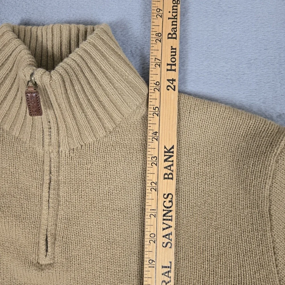 Polo Ralph Lauren 1/4 Zip Sweater Mens XL Brown 100% Lambswool Vintage 90s Prep‎